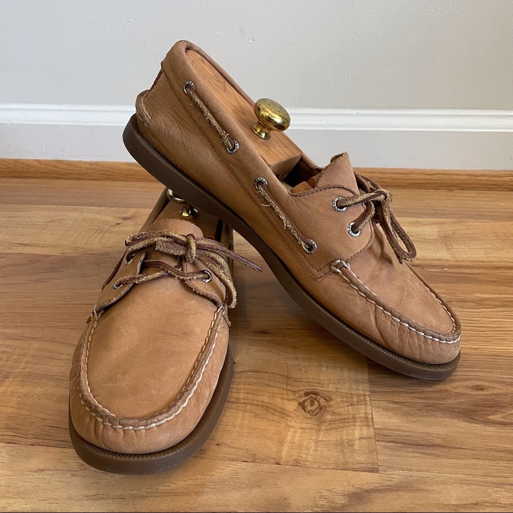 Sperry Top Sider Boat Shoes Size 9.5 M Brown Leather
